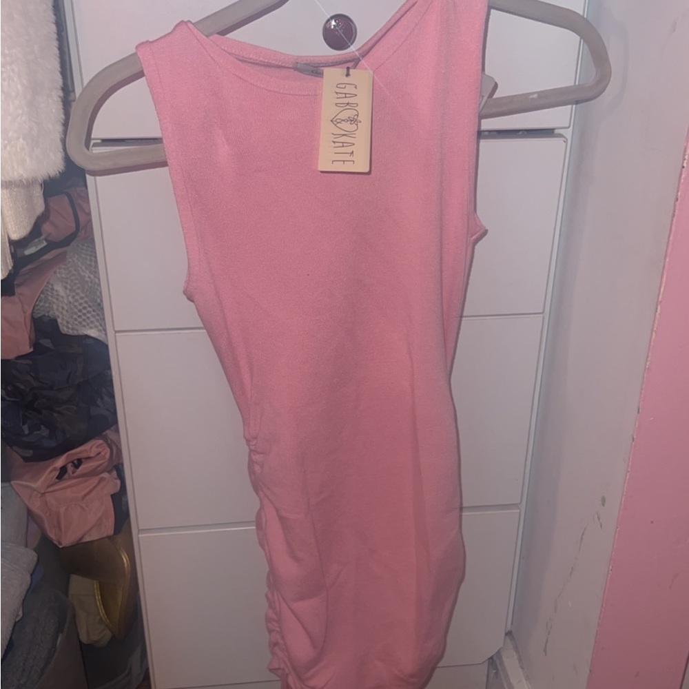 Gab and Kate pink scrunched mini dress